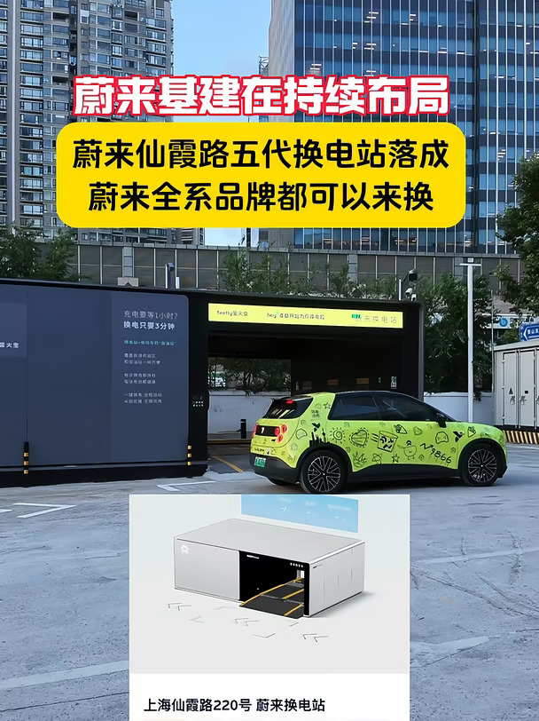 蔚来仙霞路五代换电站落成，蔚来全系品牌都可以来换。#蔚来 #换电#蔚来ET5