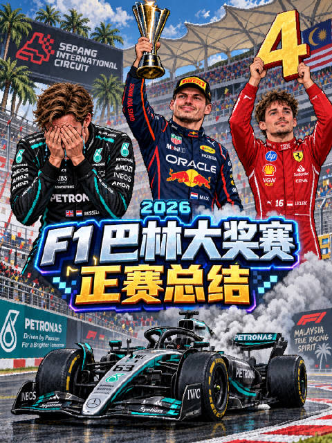 #2026f1巴林大奖赛雪邦站##F1[超话]#  F1巴林大奖赛正赛总结：潘子夺冠，拉塞尔倒霉，头