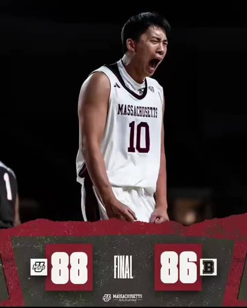 #王俊杰12中8砍31分6篮板# 今日，一场NCAA季前赛，麻省大学88-86险胜布朗大学。中国球员