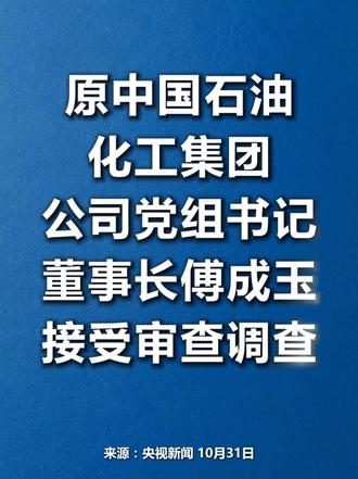 原中国石油化工集团公司党组书记、董事长傅成玉接受审查调查
