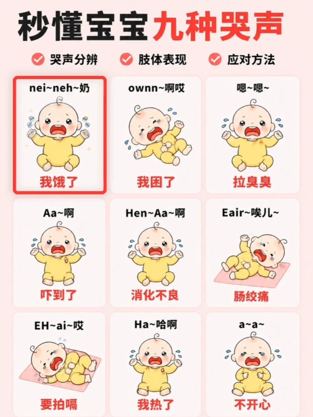 秒懂宝宝九种哭声，孩子真的很好带