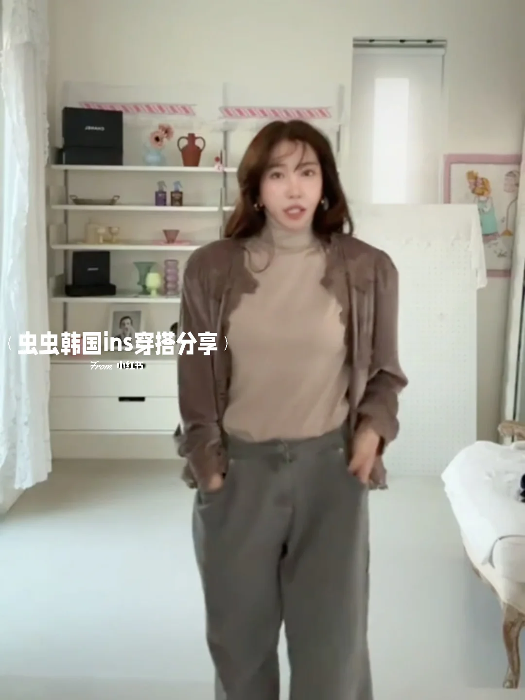 🇰🇷设计感丝绒开衫搭配三色可选～