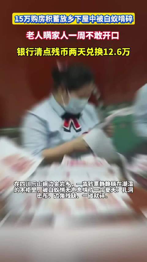 #15万购房积蓄被白蚁啃碎##热点聚焦# 四川乐山峨边一户人家攒了15万买房钱，老人取出来包好放在乡