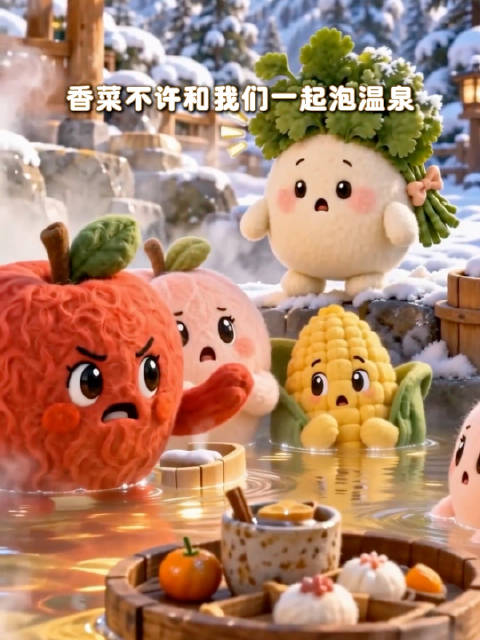 团团想和大家一起泡温泉♨️……可大家却说香菜一进来就变成香菜汤了 ​