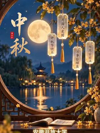 千里共明月，学海亦团圆。安徽开放大学祝各位学员中秋喜乐，阖家 #开放教育安徽力量