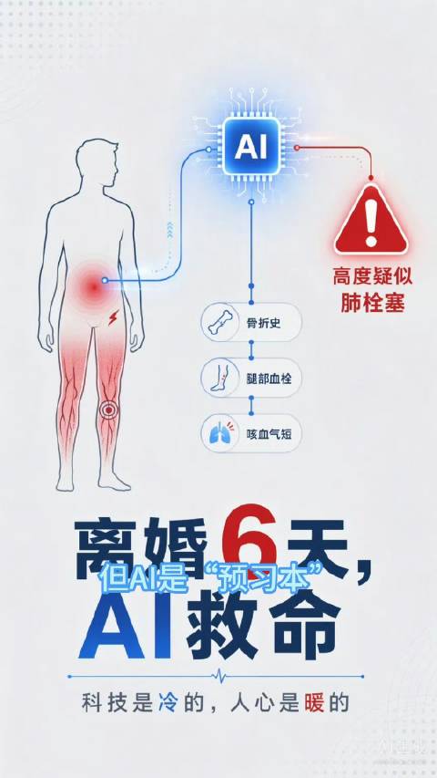 #女子离婚6天用AI救了前夫一命#  这事最应该点赞的，不是AI“神预测”，而是患者、医生、AI三个