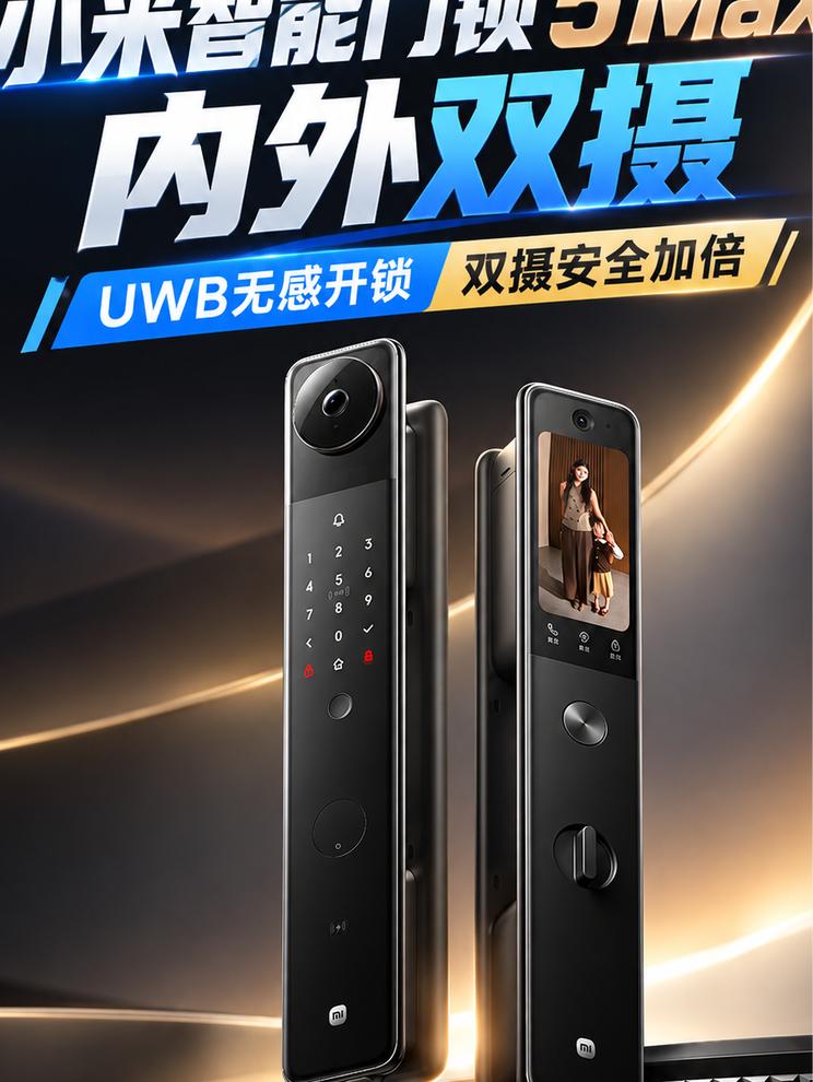 小米智能门锁5 Max 内外双摄 UWB无感开锁 双摄安全加倍