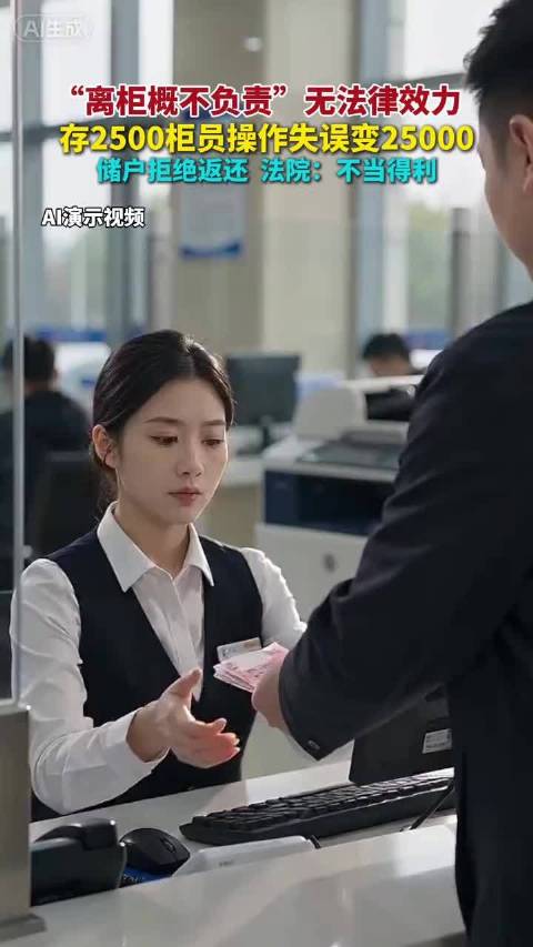 #柜员手误多打个0储户称离柜不负责#就是说“离柜概不负责”这个条款是不具备法律效力的，前几年还见过