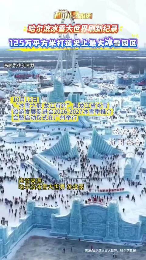 哈尔滨冰雪大世界刷新纪录 125万平方米  打造史上最大冰雪园区#哈尔滨冰雪大世界#冰雪旅游#哈尔滨