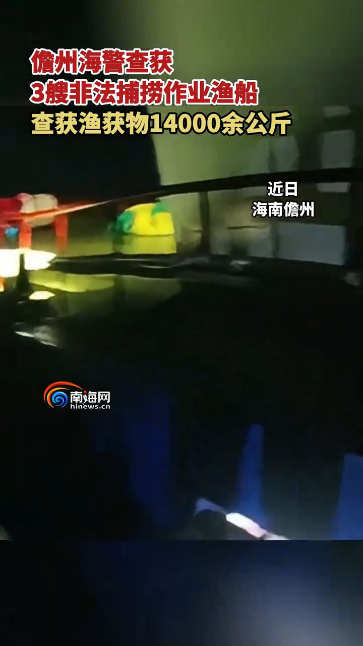 儋州海警查获3艘非法捕捞作业渔船，查获渔获物14000余公斤