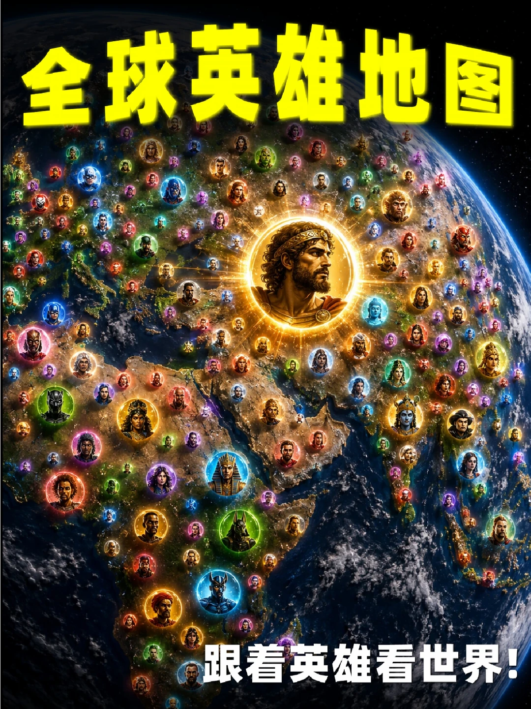 用AI做了个全球英雄地图❗️跟着英雄看世界