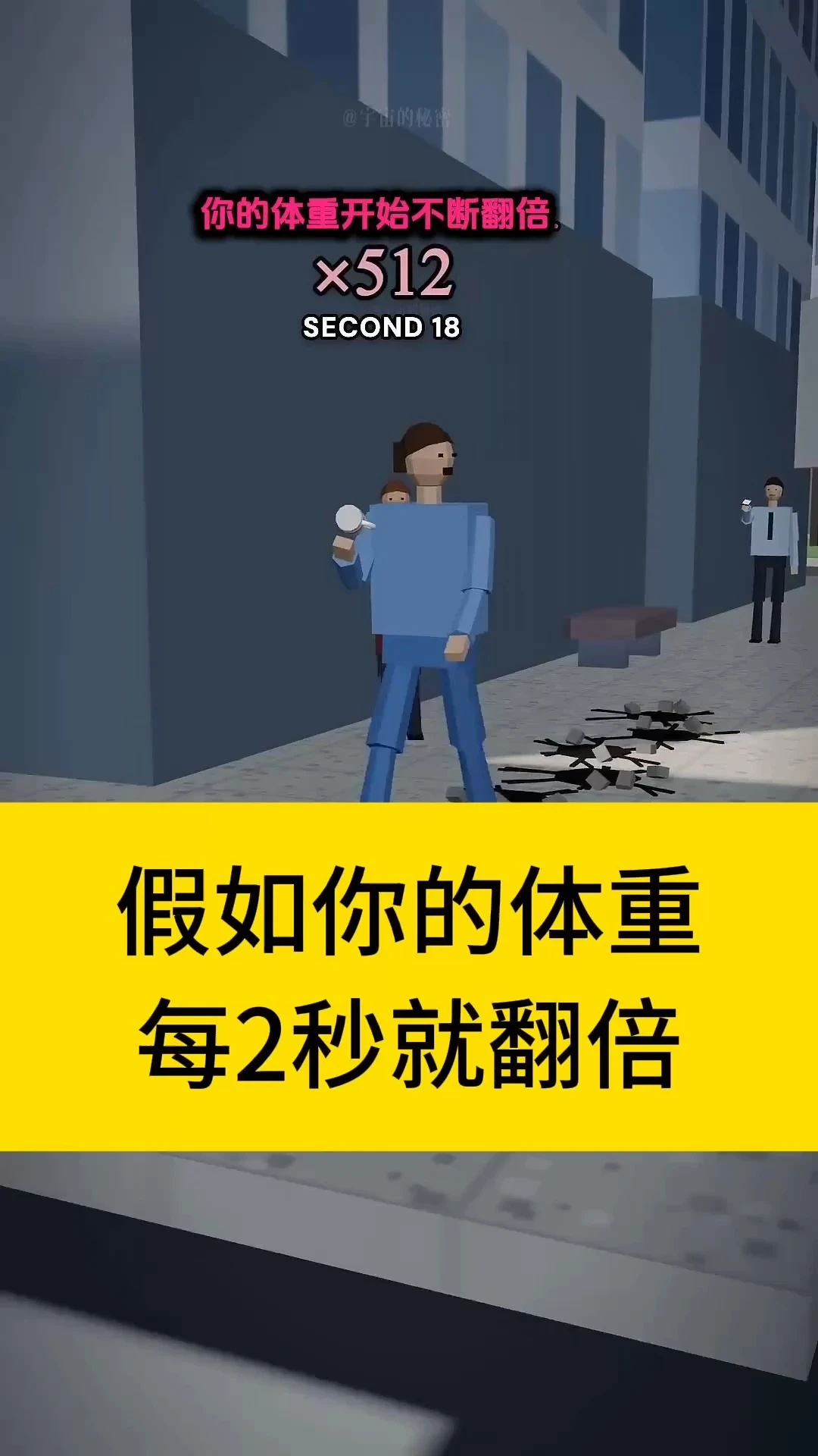 假如你的体重每2秒翻一倍，会怎样？