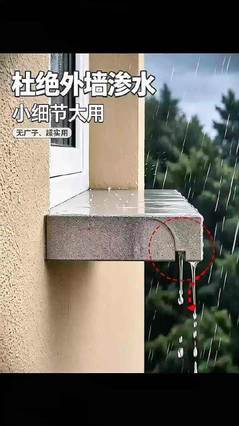 杜绝外墙渗水，窗台滴水槽，小细节有大用～  ​​​