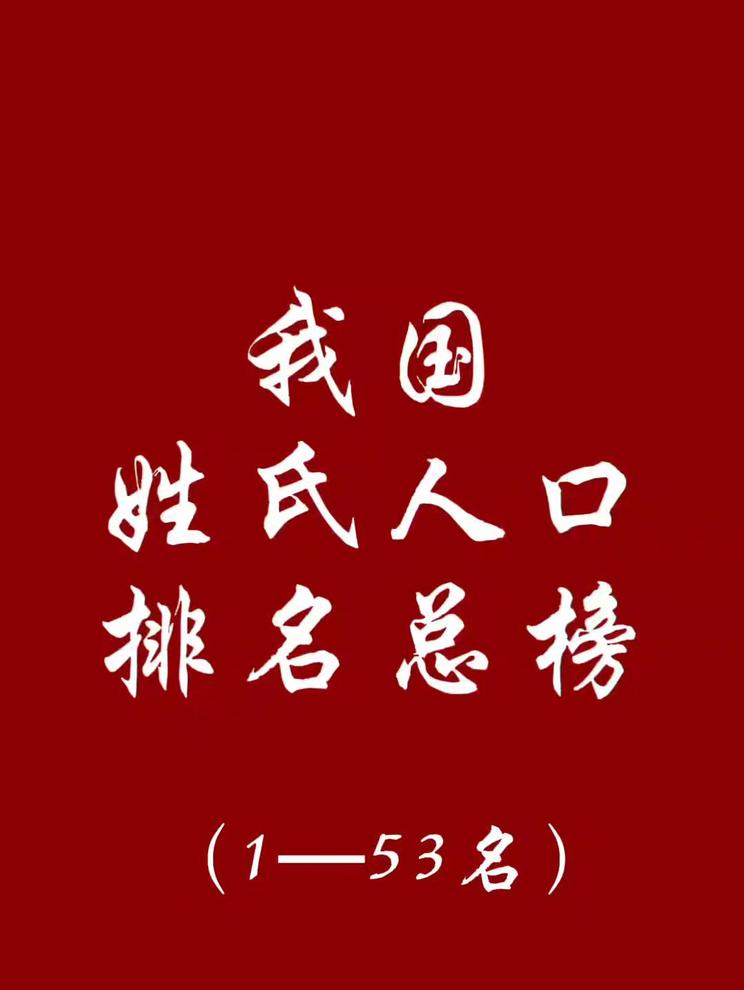 中国姓氏人口排名榜（1-53名）