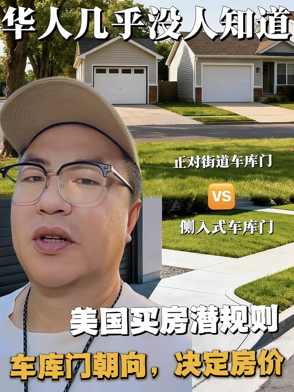 美国华人几乎没人知道的买房潜规则：车库门的朝向，也可以决定房价。 	 美国社区规划里，车库门朝向不只