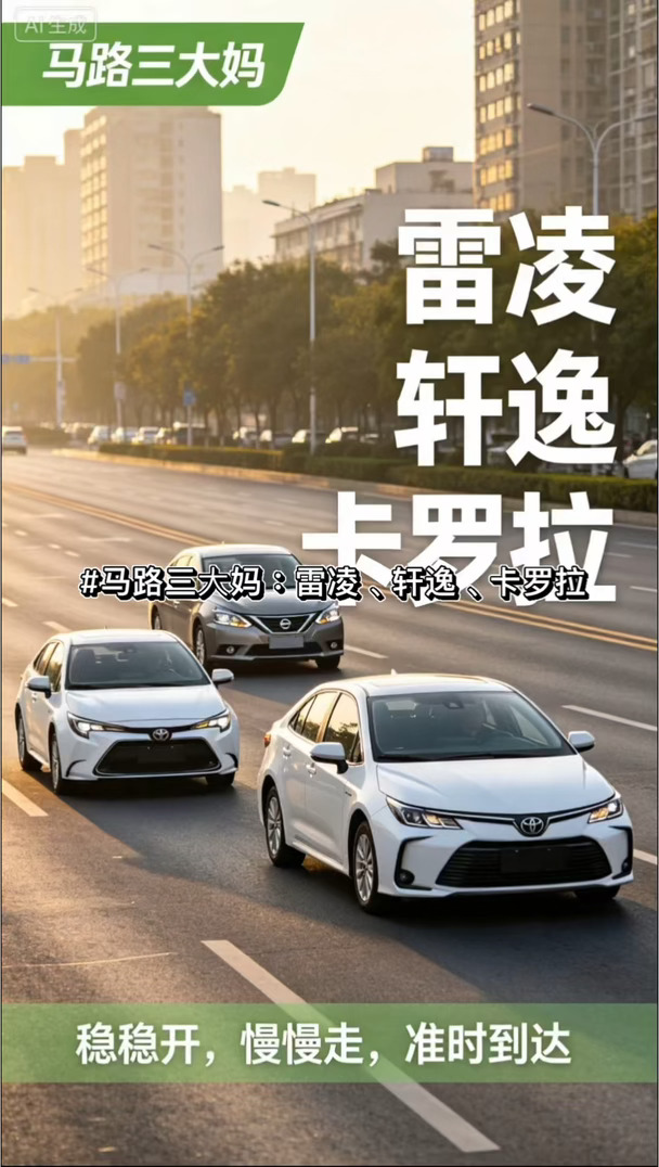 #马路三大妈：雷凌、轩逸、卡罗拉#卡罗拉 #汽车销售内卷新高度 #日常文案 #低首付购车 #值得入手