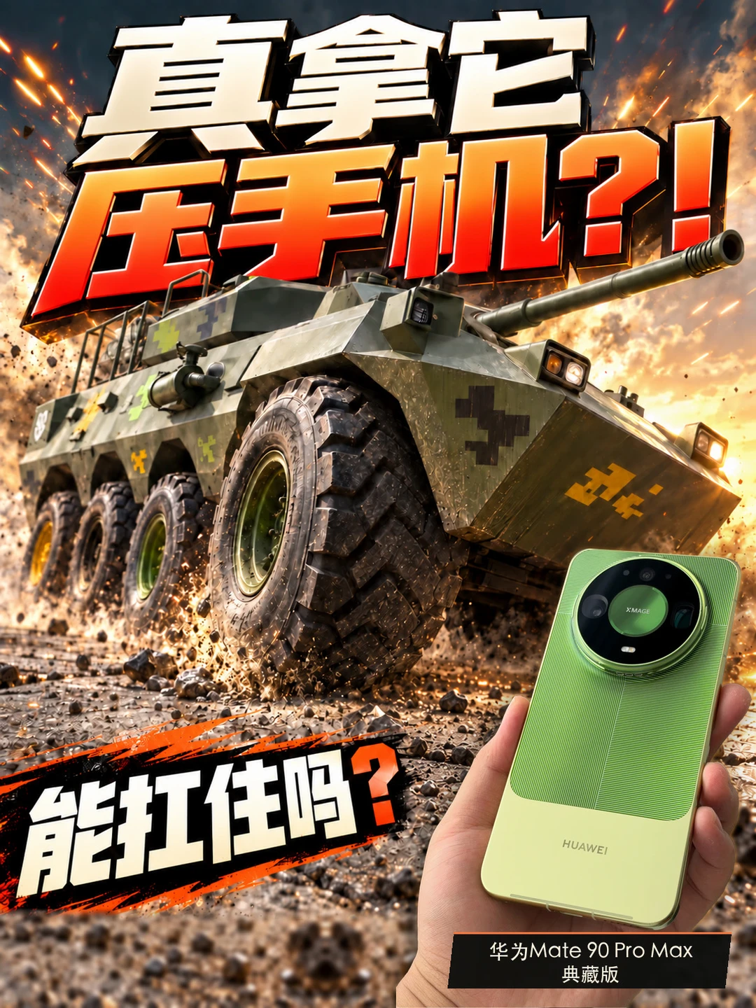 我去Mate90？ 真拿坦克压？！