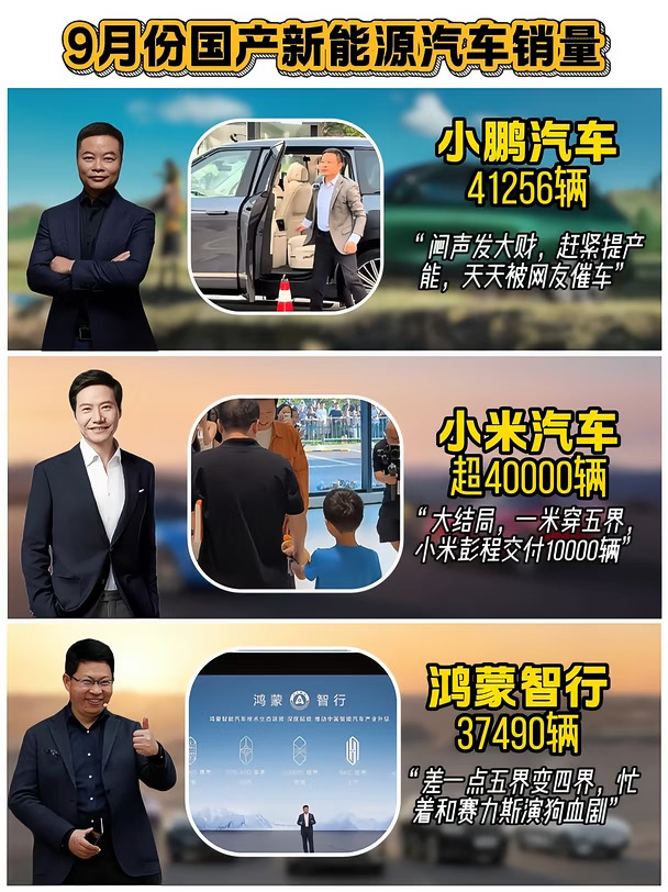 9月份的国产新能源销量，亮点很多