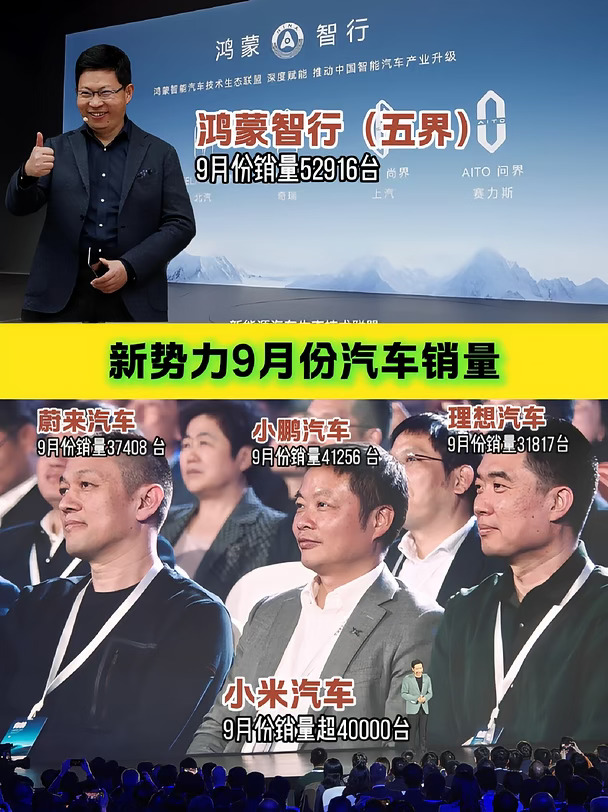 新势力9月份汽车销量，都好起来了。