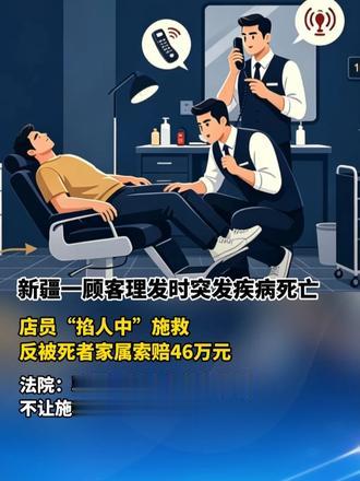#顾客理发时死亡家属反索赔救助店员   新疆一顾客理发时突发疾病死亡，店员“掐人中”#施救反被死者家