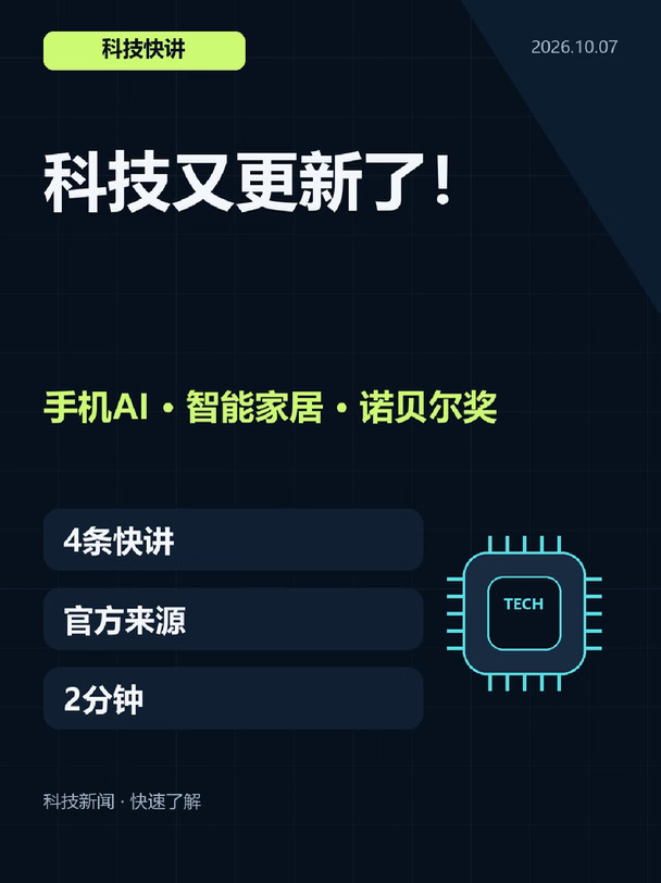 科技快讲：手机AI到诺贝尔奖