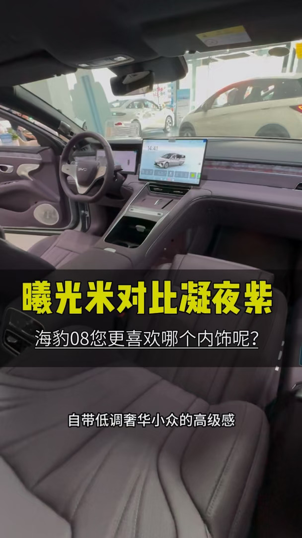 海豹08曦光米和凝夜紫的内饰您更喜欢哪个呢？#让有路的地方就有闪充#闪充一下满电出发#比亚迪海洋万站