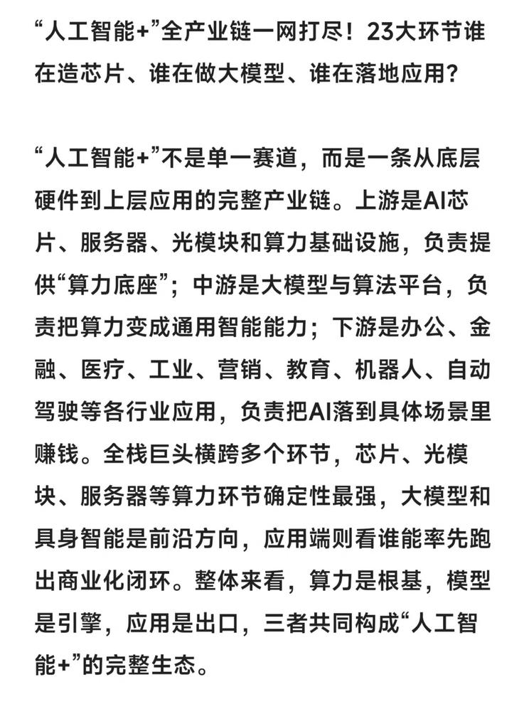 “人工智能+”产业生态全解析，23大环节揭秘！
