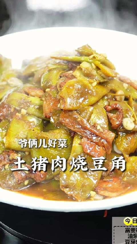 土猪肉烧豆角，汤汁收浓香的很，豆角软烂比肉还下饭