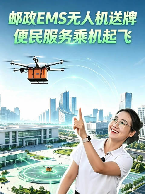 从江航运到低空飞行，运输方式的迭代，见证城市变迁。如今，邮政EMS无人机送牌服务全新上线，警邮协同打