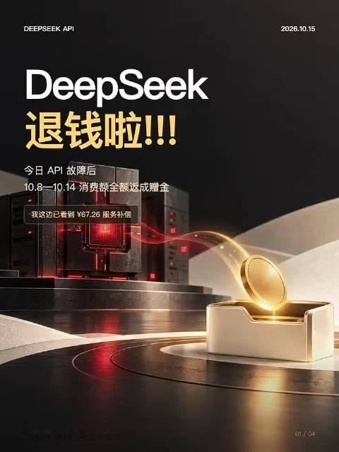 #DeepSeek故障补偿# 看到好多人真的收到退款了，deepseek这波操作应该会获得一些好感，