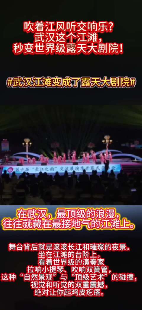 #武汉江滩变成了露天大剧院#当俄罗斯的小提琴遇上《湖北民歌》，当意大利的双簧管吹响《我住长江头
