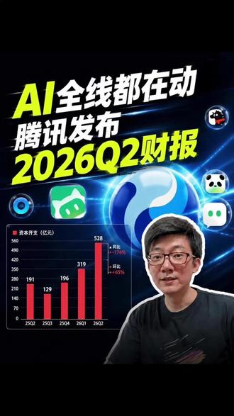 腾讯2026Q2财报出来了 模型三个月迭代一轮，AI原生办公智能体国内第一，全线提速！