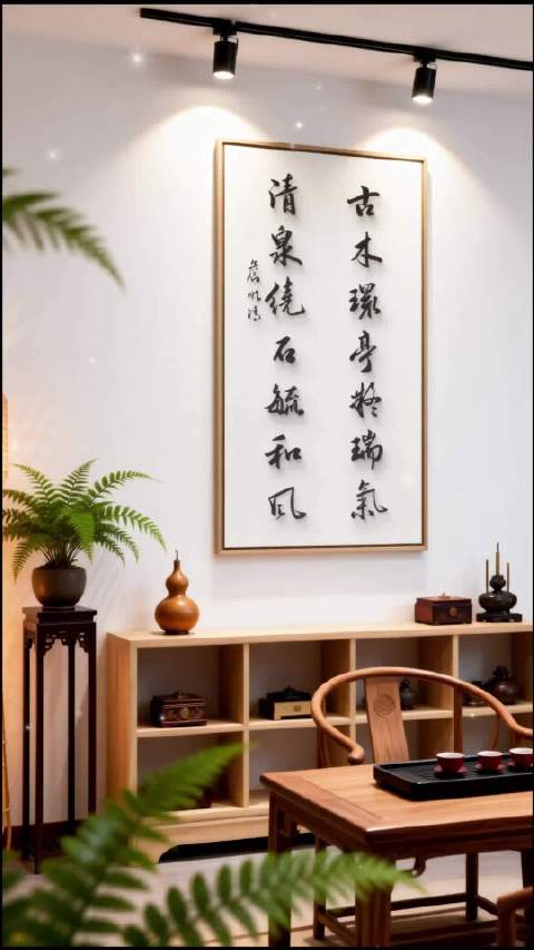 古木环亭临瑞气，清泉绕石毓和风