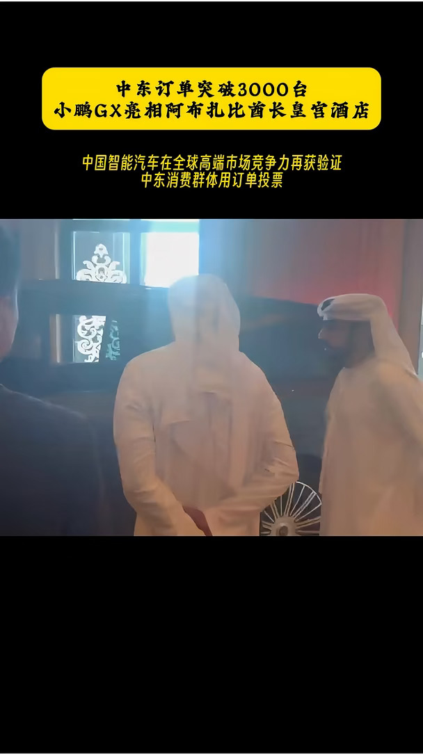 中东皇宫酒店，停了一台中国车 #驻阿大使与阿联酋皇室点赞小鹏GX #小鹏GX中东订单超3000台 #