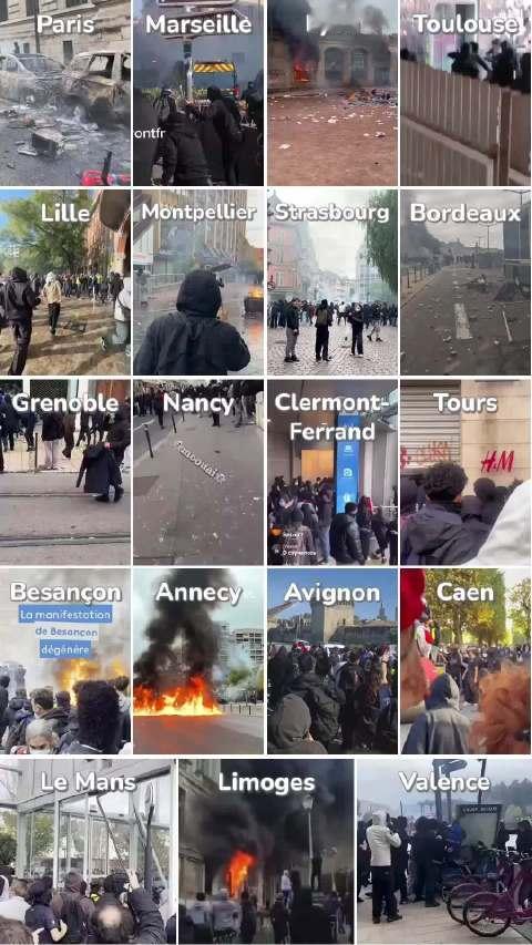 法国当地时间10月17日爆发全国骚乱，多个城市出现抢劫、纵火、损毁公物等行为