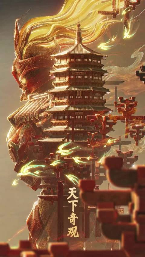 #王者荣耀[超话]##王者周年庆应县木塔#✨#盾山应县木塔联动皮肤# 斗拱榫卯融进盾山身躯，千年木塔