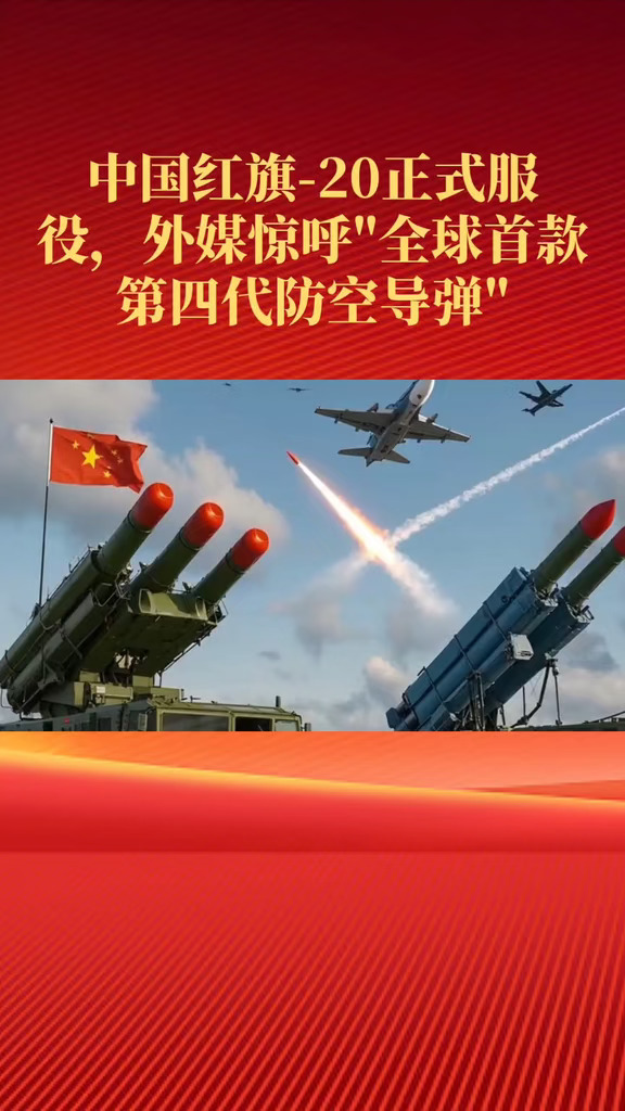 中国红旗-20正式服役，外媒惊呼"全球首款第四代防空导弹"#红旗20正式服役 #第四代防空导弹 #隐