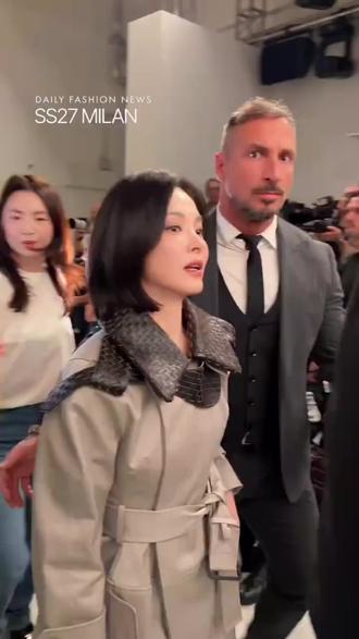 米兰时装周BV大秀，中韩女神碰面，状态也太好了吧，抗老保养👍