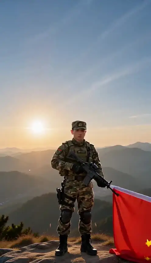 山顶国旗照