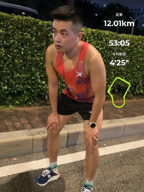 跑步打卡  速度课 | 腿上酸了，课表也干完了12公里，平均配速425，后半程腿开始上酸了