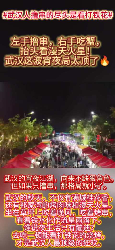 #武汉人撸串的尽头是看打铁花#武汉最野、最浪漫的夜景被我找到了
