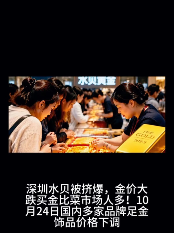 深圳水贝被挤爆，金价大跌买金比菜市场人多！ #黄金首饰 #金价 #黄金 #经济