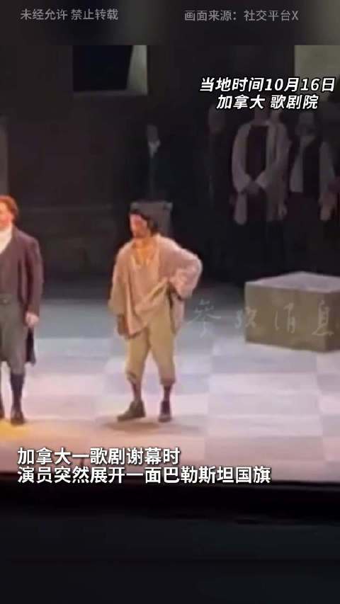 【#加拿大歌剧演员谢幕展示巴勒斯坦国旗# 观众报以掌声】