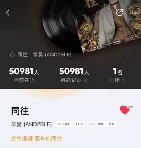 体感《嫁金钗》真的爆了，今天早上刚官宣的ost《同往》现在同时收听5万人  ​​​