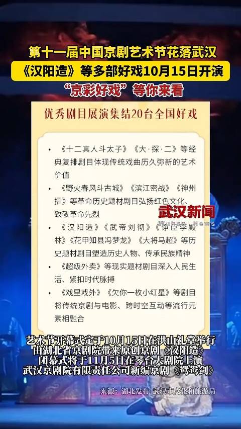 #又一国家级盛会将在武汉举办#【#2026年中国京剧艺术节落地武汉】