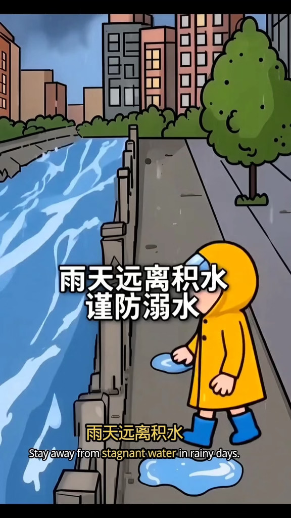 雨天一定要远离积水，谨防溺水 #防溺水  #儿童教育视频  #安全知识