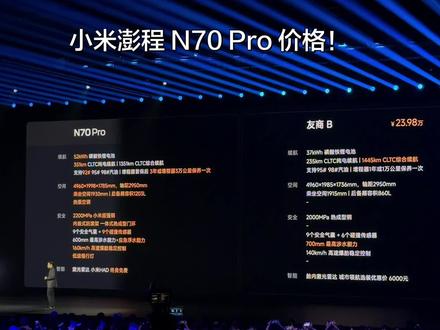 小米澎程 N70 系列价格来了！20.99 万！ 来了来了！