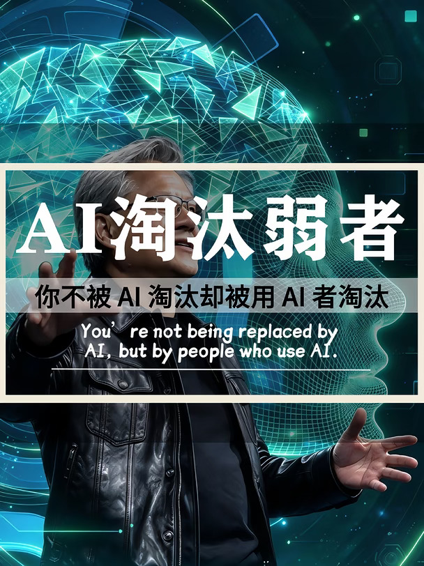 黄仁勋直言：不主动拥抱 AI 就是做错了。你不会被 AI 取代，但会被会用 AI 的人取代；公司不会