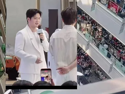 这个视频记录了乒乓球名将樊振东出席在广州举办的心相印线下见面会的现场高甜瞬间。画面中，樊振东身着一身