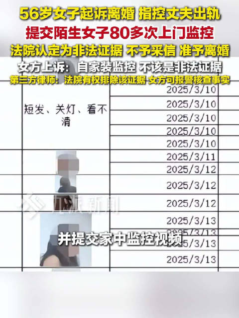 #装监控抓出轨女子称丈夫反报警# 【#律师谈装监控证明出轨法院不采用#：取证手段违法，法院有权排除相
